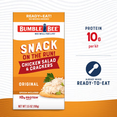 Bumble Bee lata abierta mostrando ensalada de pollo lista para comer