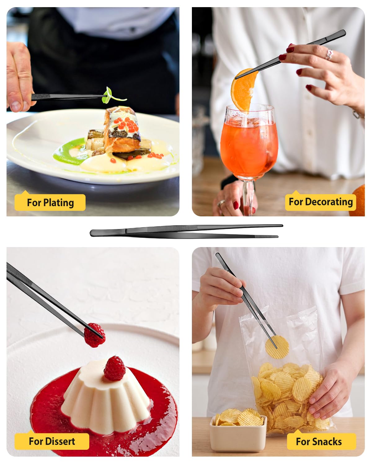 BUNDLEPRO pinzas girando alimentos en BBQ, alcance seguro y limpio