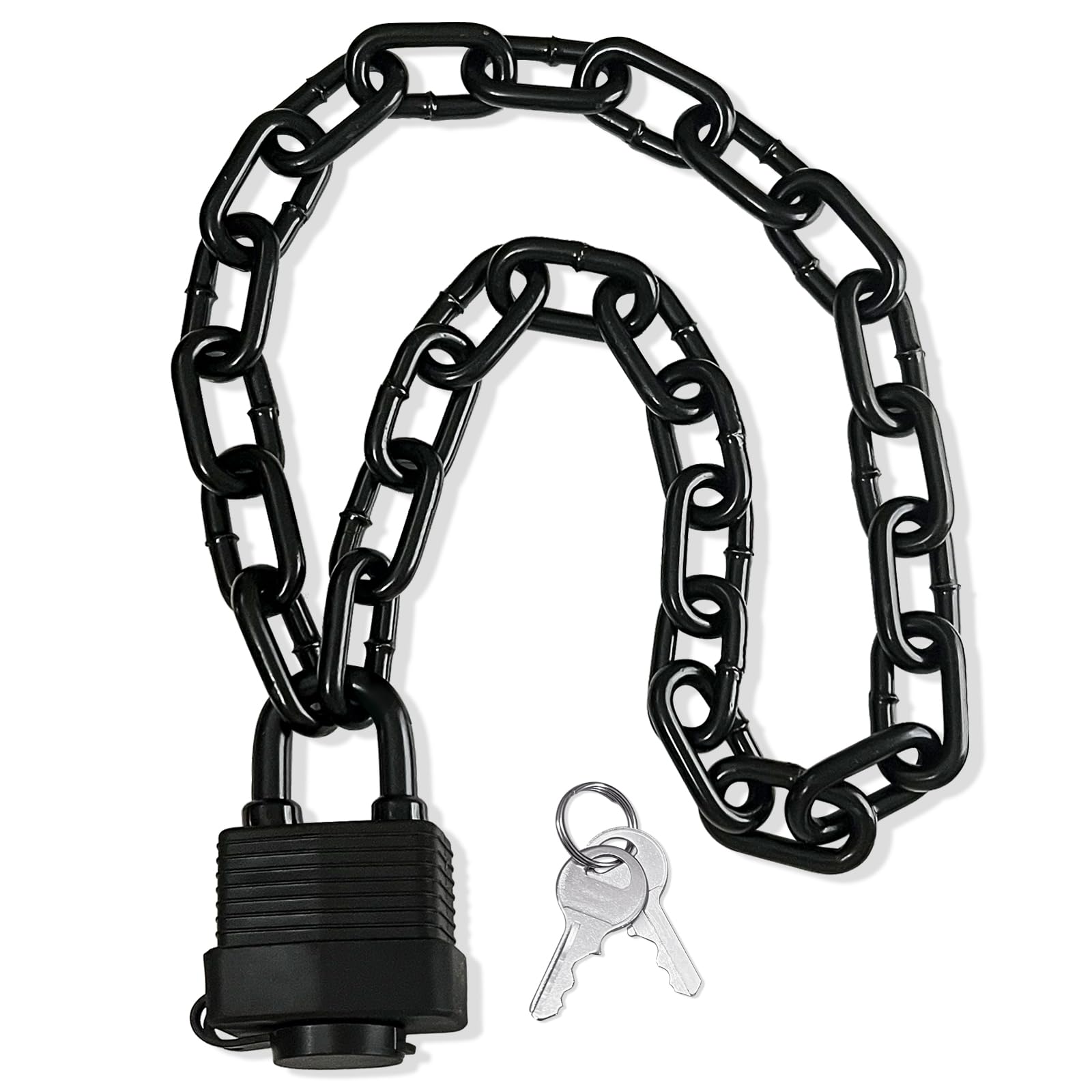 Bupto vista frontal del candado y cadena mostrando robustez y protección
