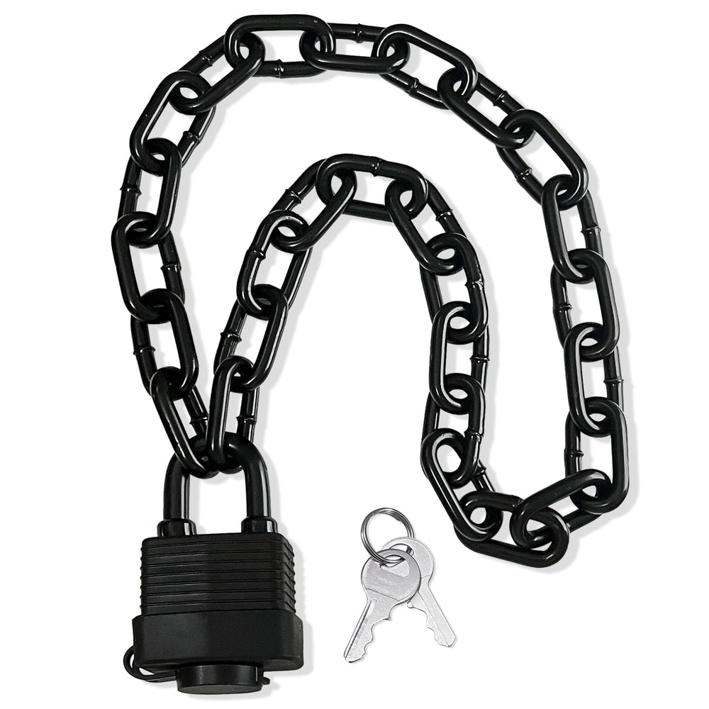 Bupto vista frontal del candado y cadena mostrando robustez y protección