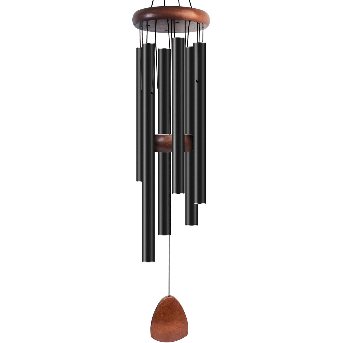 Bursvik front view of black wind chime showing stylish outdoor decor benefit