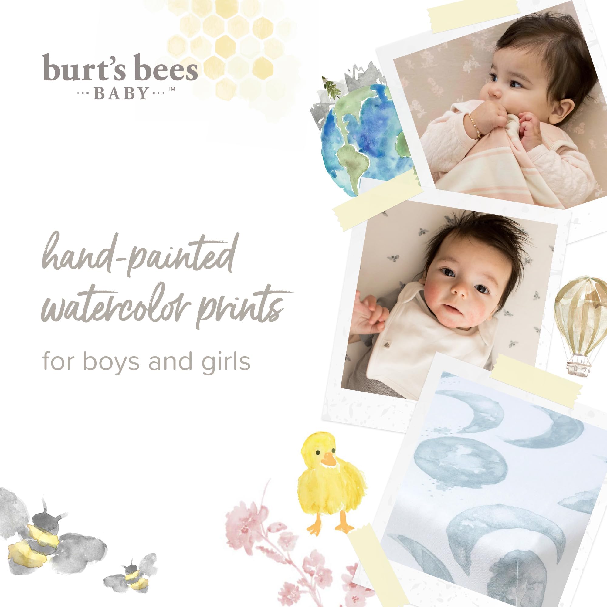Burt's Bees Baby sábana doblada lista para lavar y reutilizar fácilmente