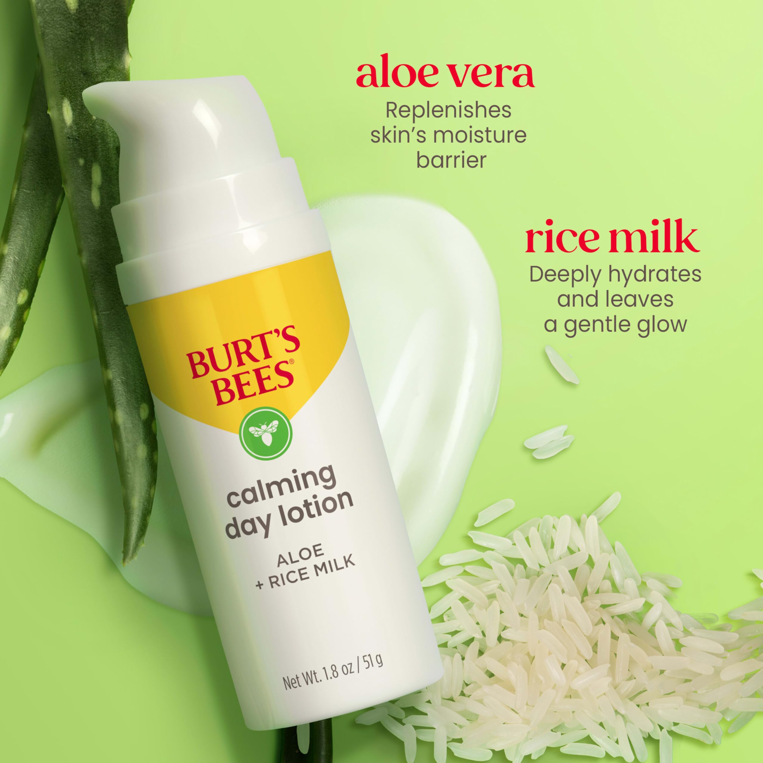 Burt's Bees etiqueta con lista de ingredientes naturales y beneficios