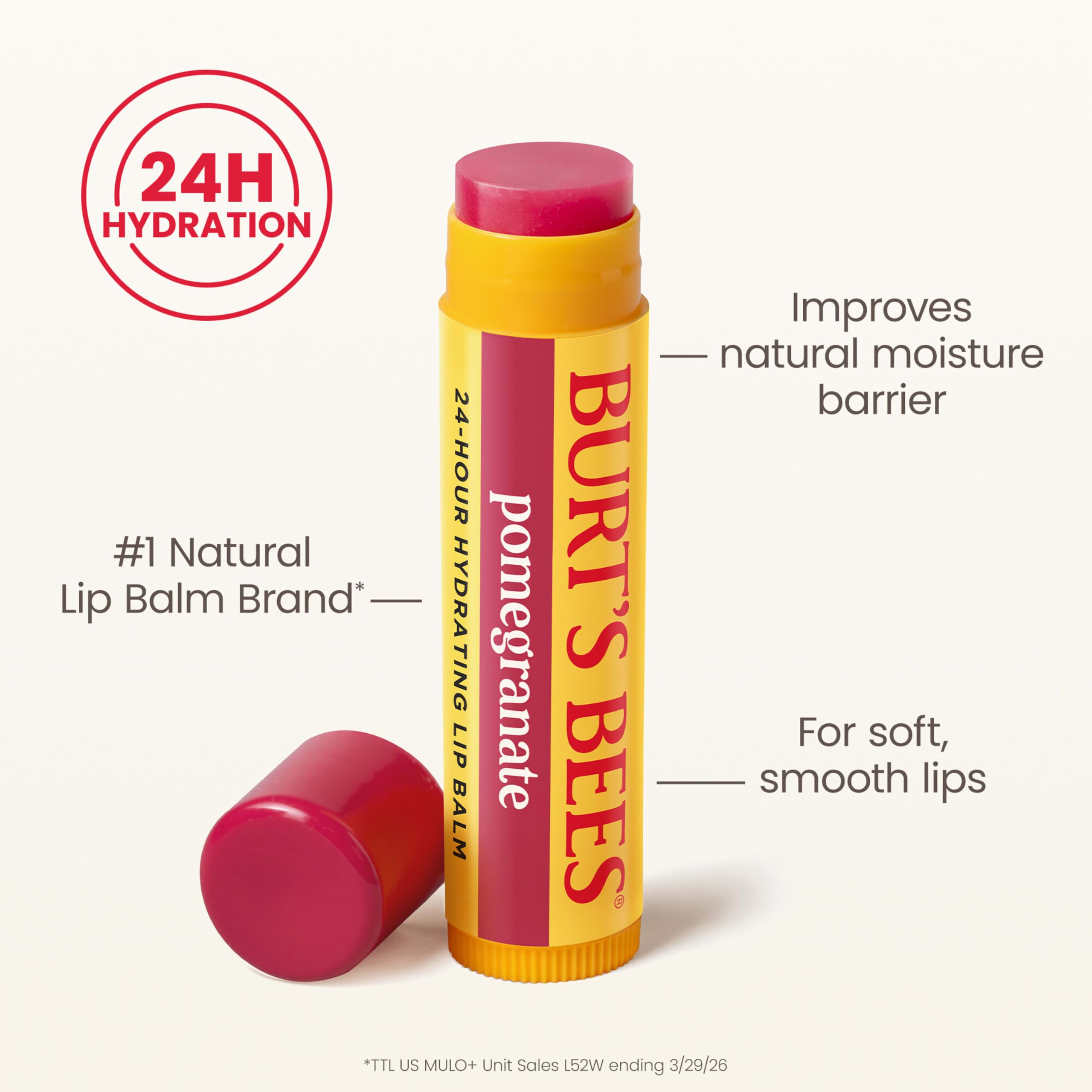 Burt's Bees etiqueta de ingredientes que resalta origen natural