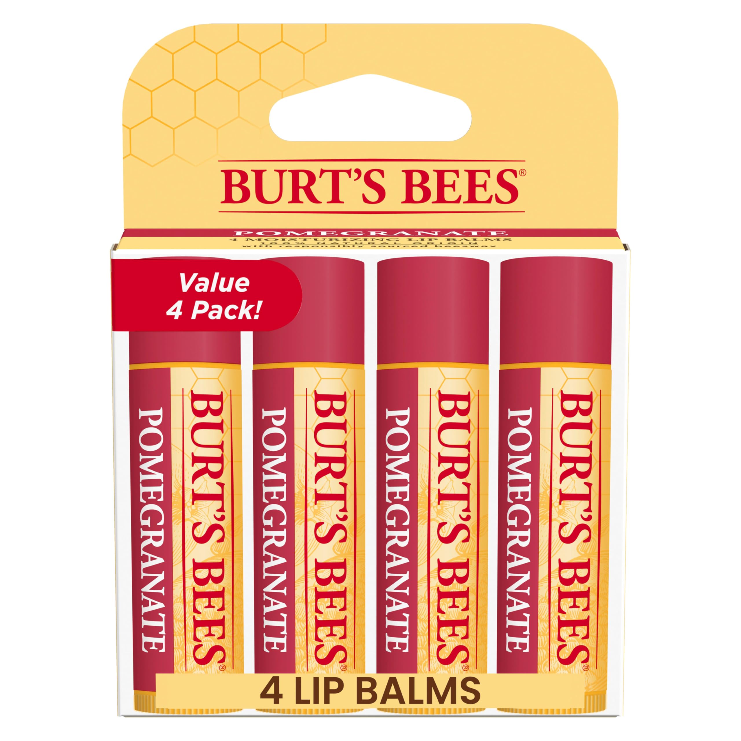 Burt's Bees vista frontal del pack pomegranate para hidratación inmediata