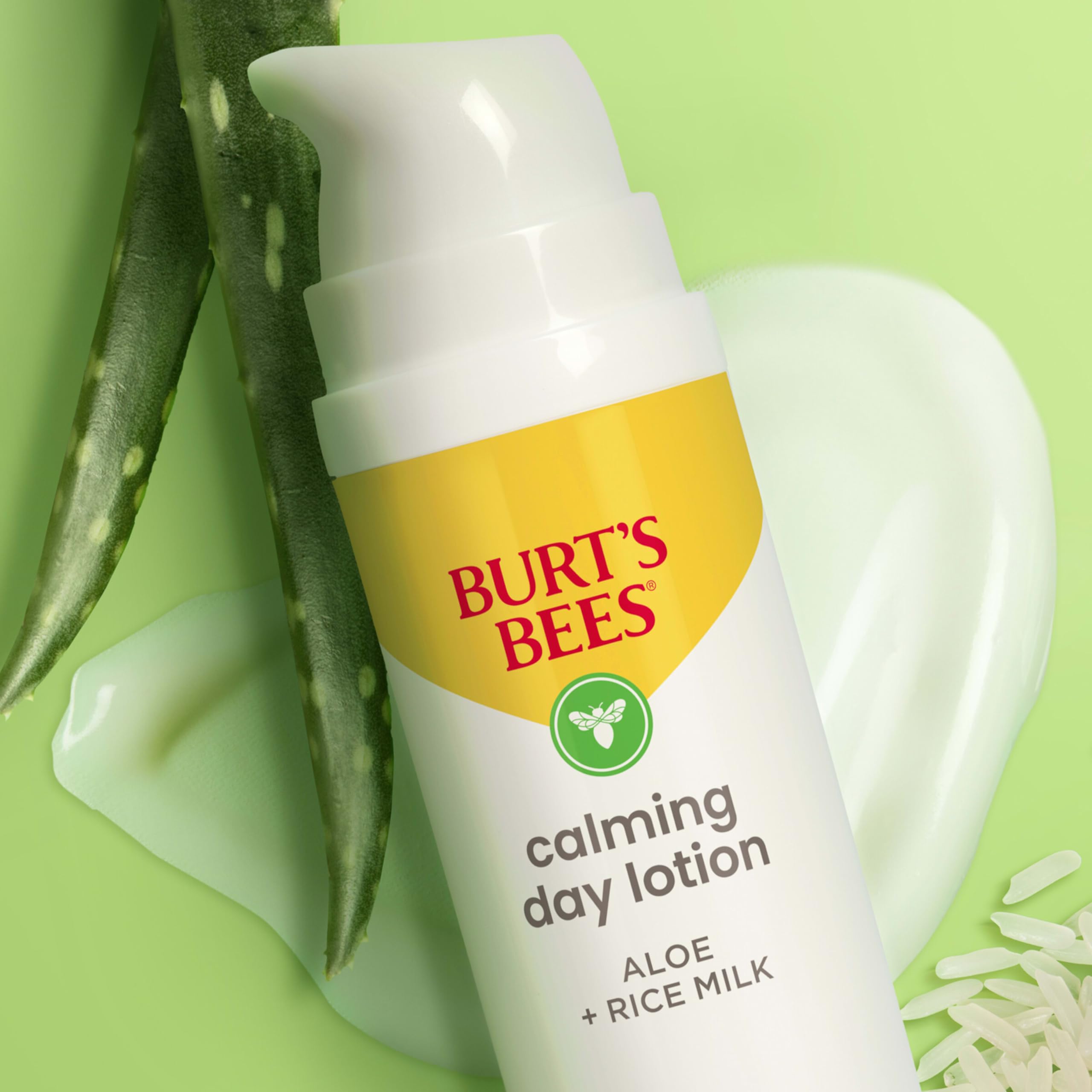 Burt's Bees aloe y leche de arroz como ingredientes principales