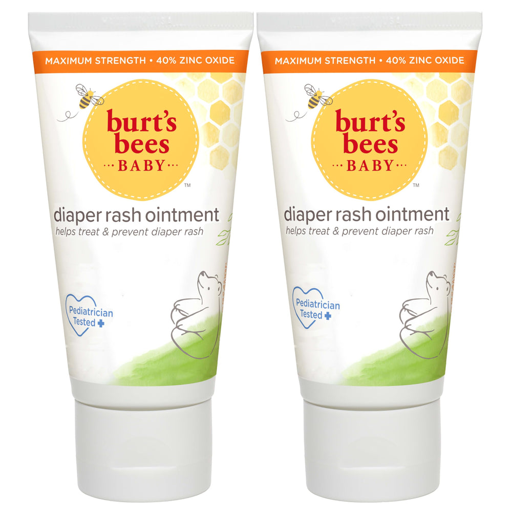 Burt's Bees paquete frontal mostrando dos tubos y beneficios protectores