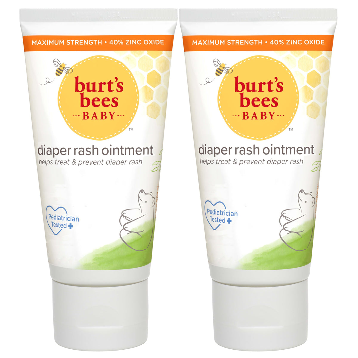 Burt's Bees paquete frontal mostrando dos tubos y beneficios protectores