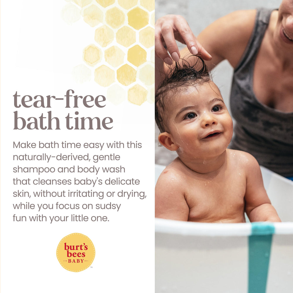 Burt's Bees producto en bañera con juguetes, hora de baño fácil