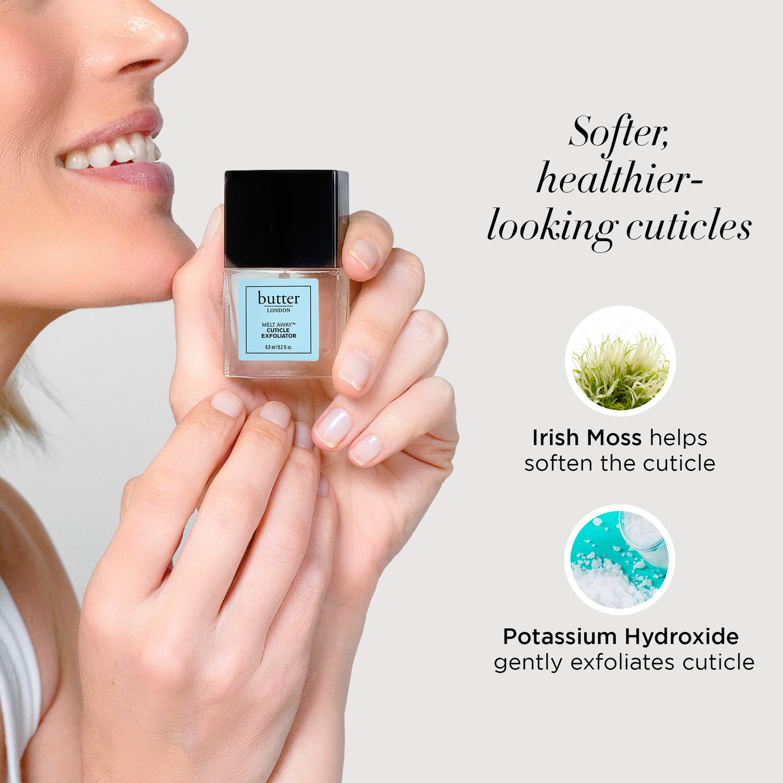 butter LONDON etiqueta con ingredientes legibles y beneficios de fórmula amable