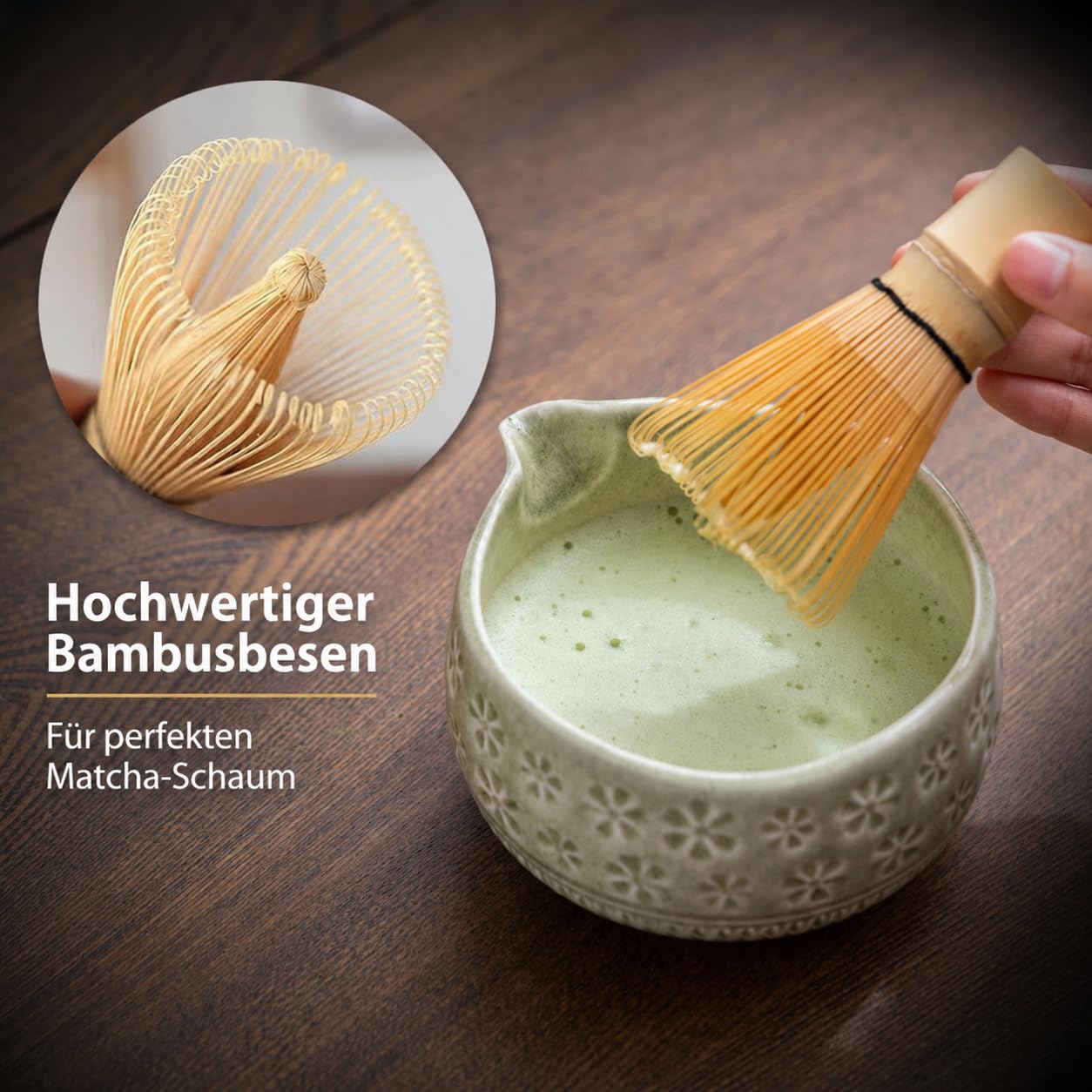 Buucup colador y cuchara de bambú para tamizar y medir matcha