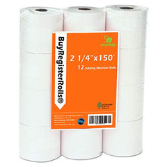 BuyRegisterRolls vista frontal del paquete mostrando 12 rollos y facilidad de reposición