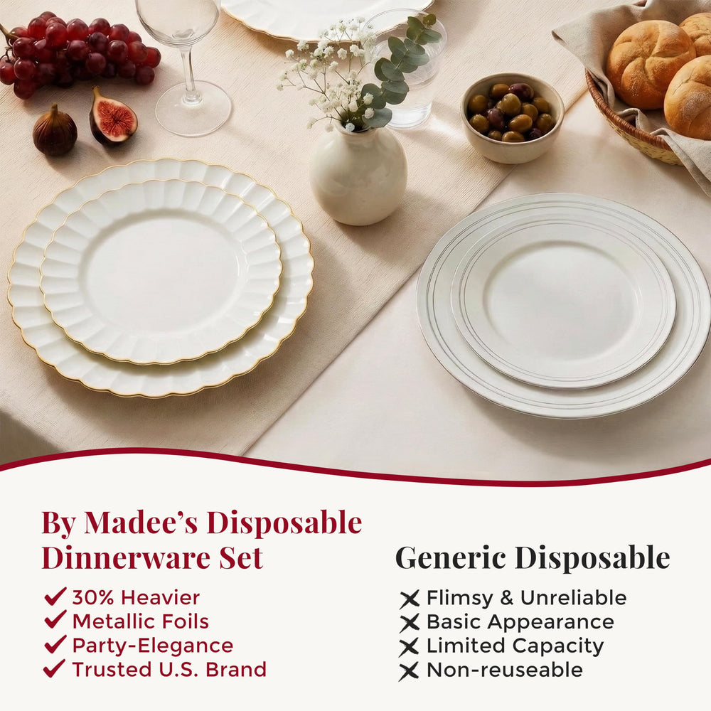 By Madee dinner and dessert plates paired to show versatile service
