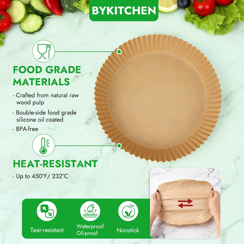 BYKITCHEN comparación de tamaño 8 pulgadas con regla, ajuste claro
