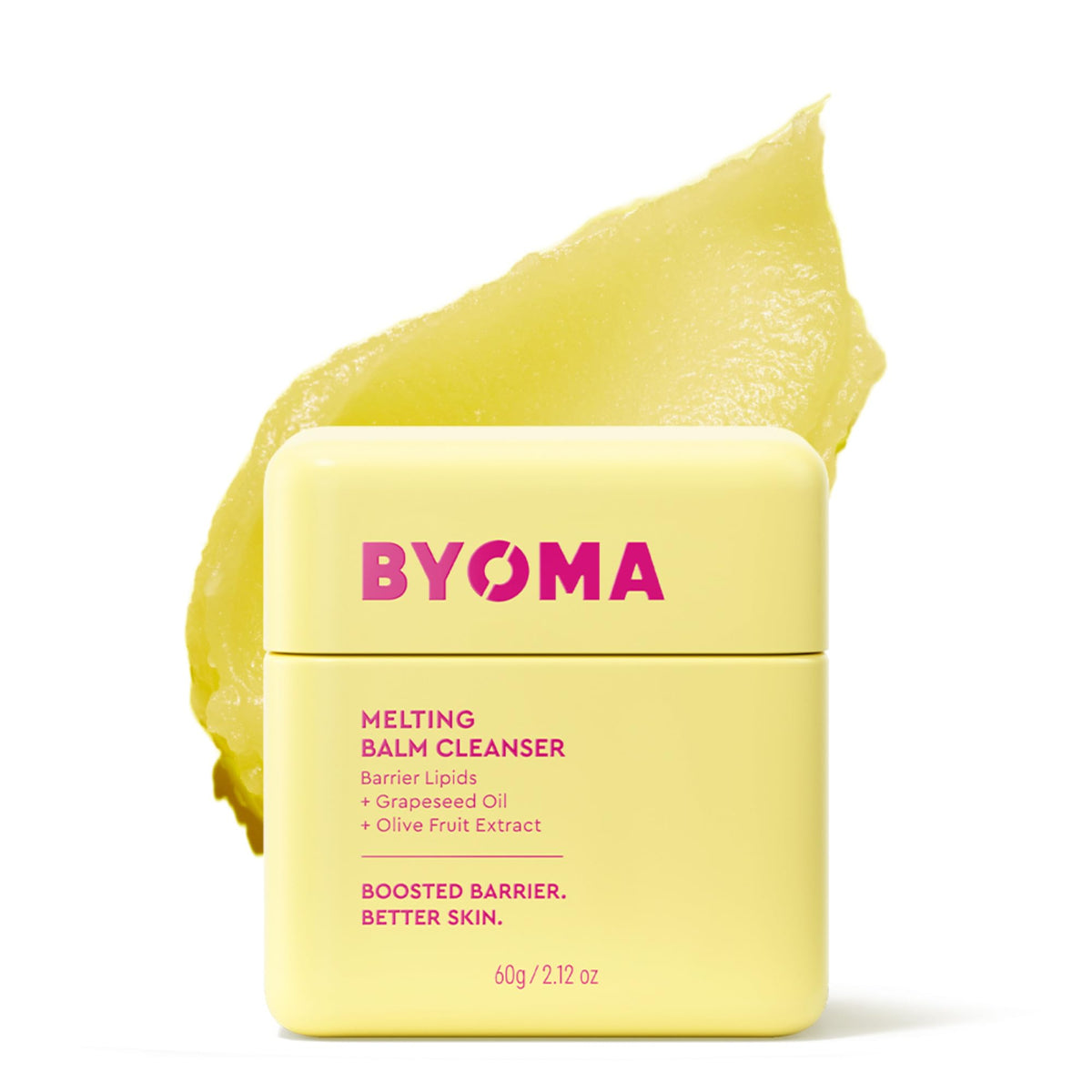BYOMA frontal del envase mostrando diseño y nombre, efecto profesional