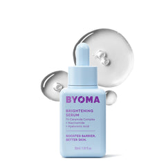 BYOMA Brightening Serum frasco frontal mostrando diseño y confianza