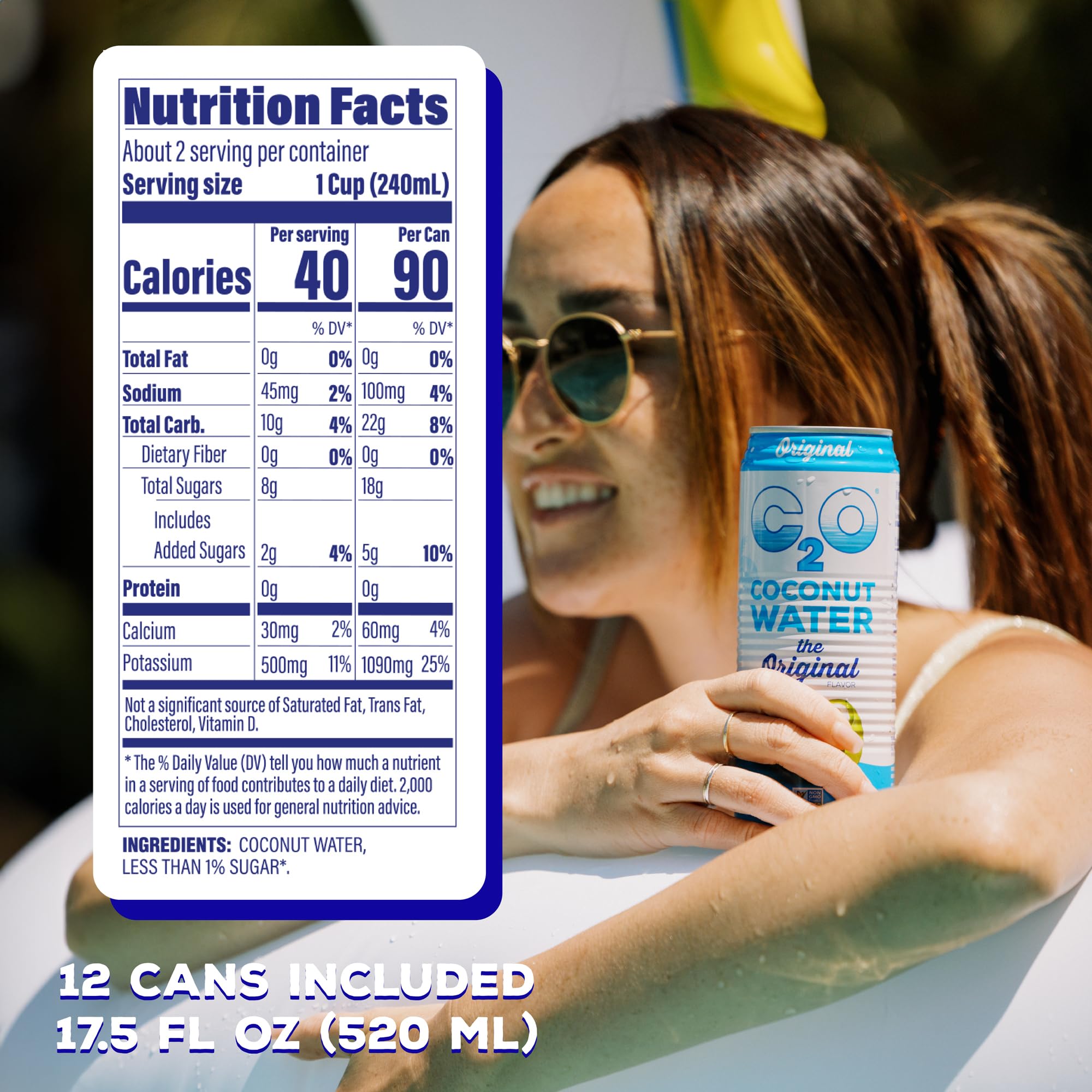 C2O botella vertida en vaso como base de smoothie saludable