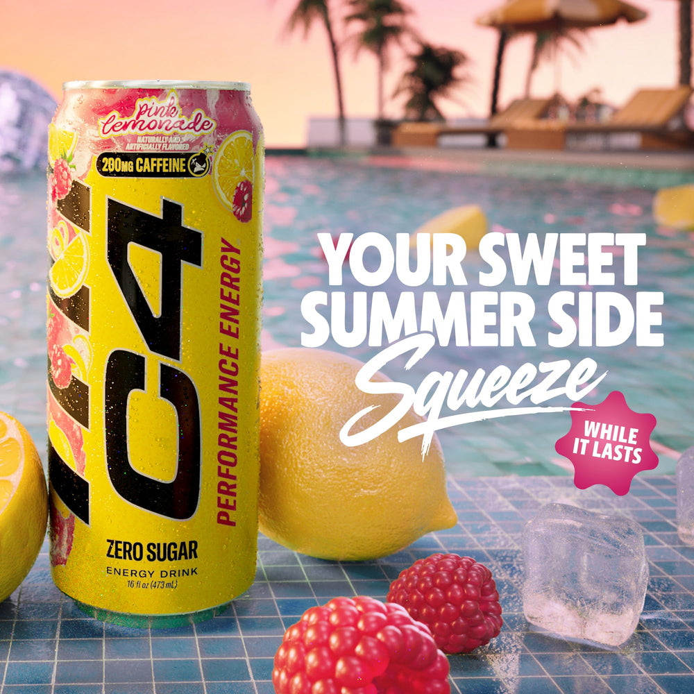 C4 lata abierta con espuma muestra frescura y sabor limonada