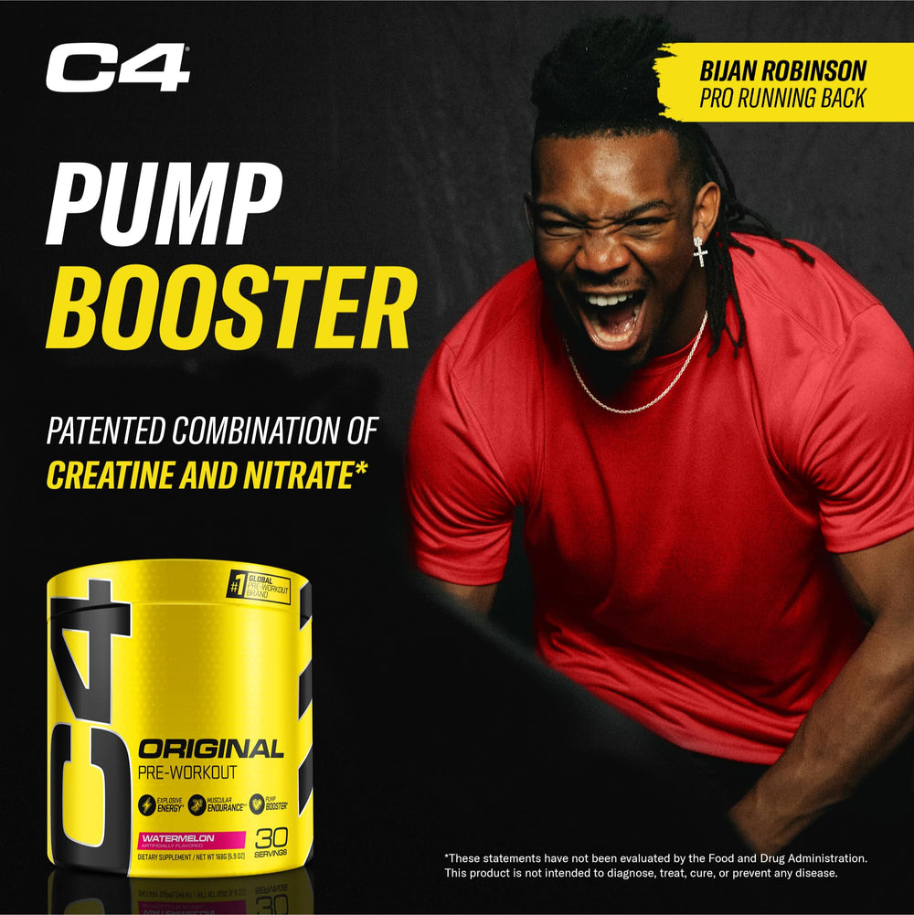 C4 en gimnasio junto a toalla ilustrando uso práctico pre-entreno