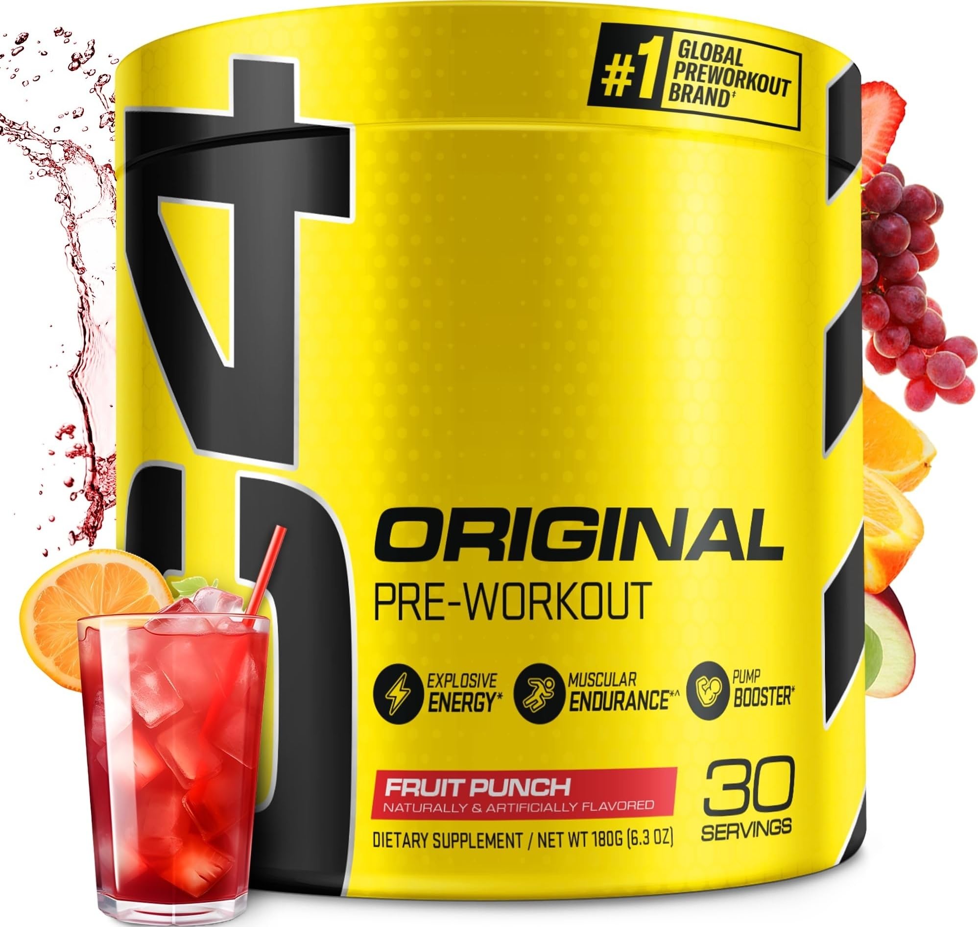 C4 envase frontal Fruit Punch mostrando etiqueta y beneficio de energía