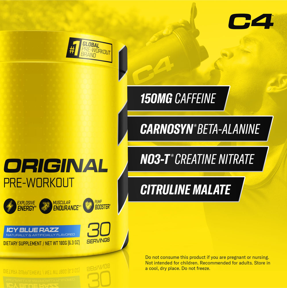 C4 Original ingredient label closeup displaying key benefits clearly