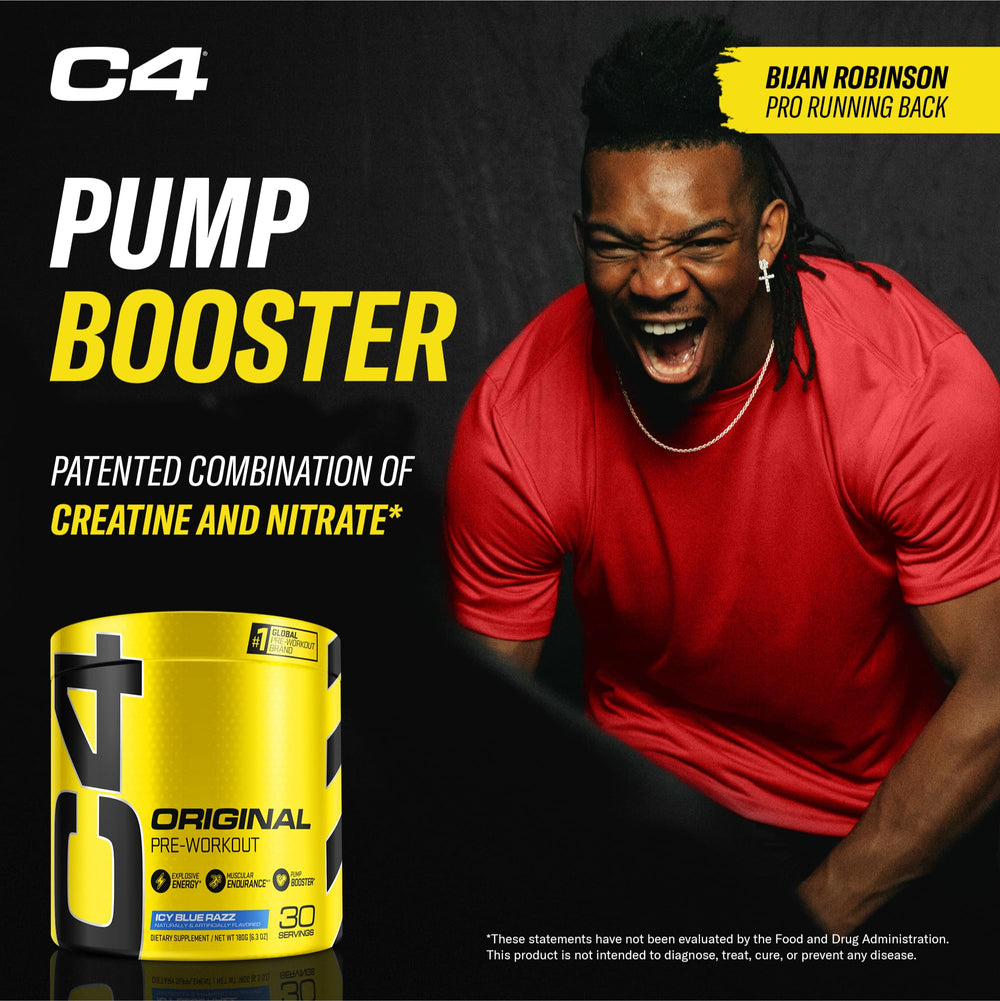 C4 Original tub on gym bench suggesting ready preworkout ritual