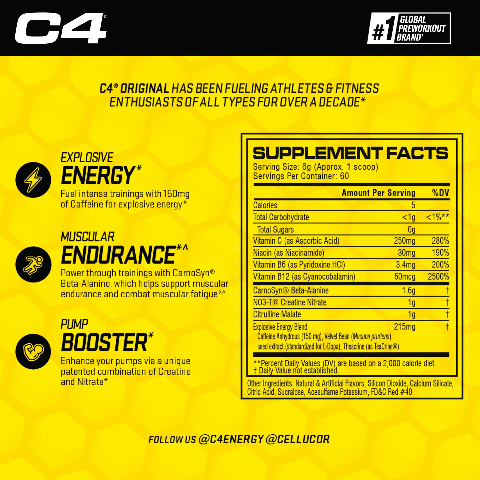 C4 vaso mezclado antes de entrenar para energía inmediata