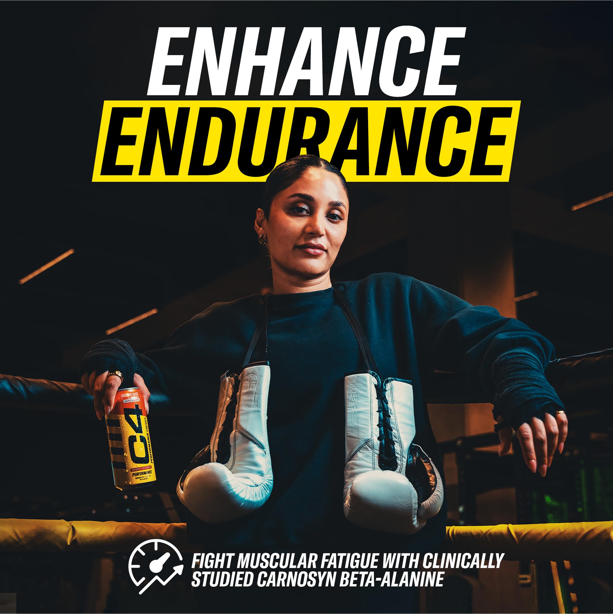 C4 performance can on gym bench indicating pre-workout energy support