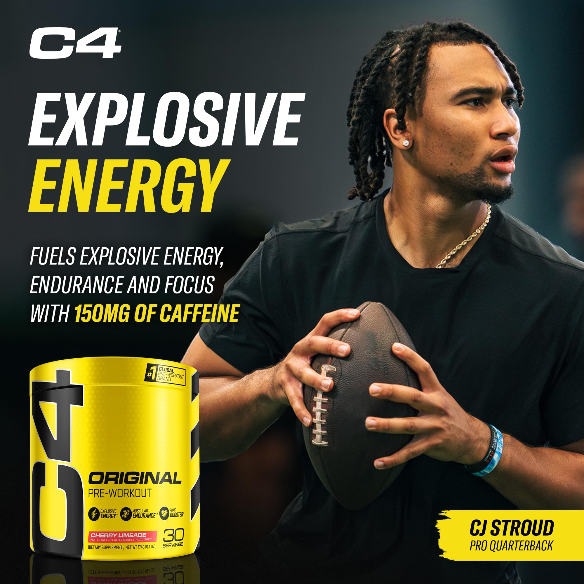 C4 cucharilla con porción para medir 150 mg cafeína
