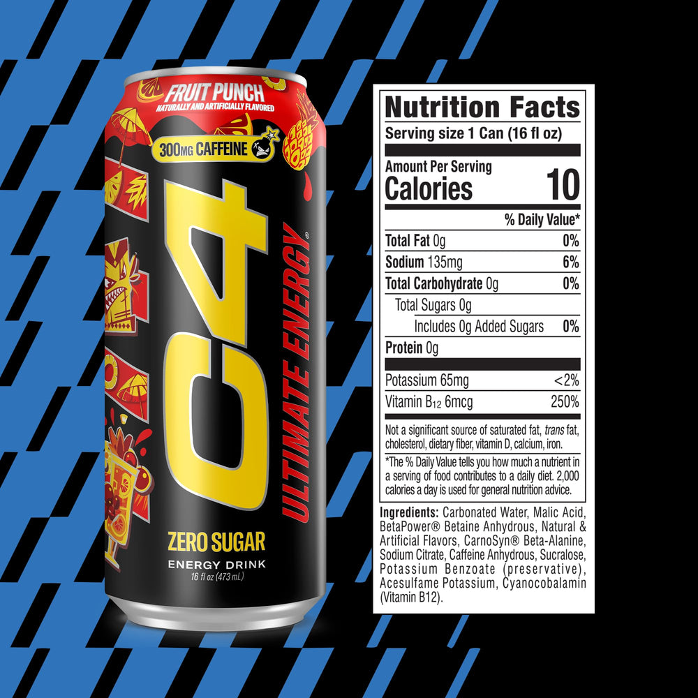 C4 detalle de etiqueta con ingredientes TeaCrine® y Dynamine™ y claridad informativa