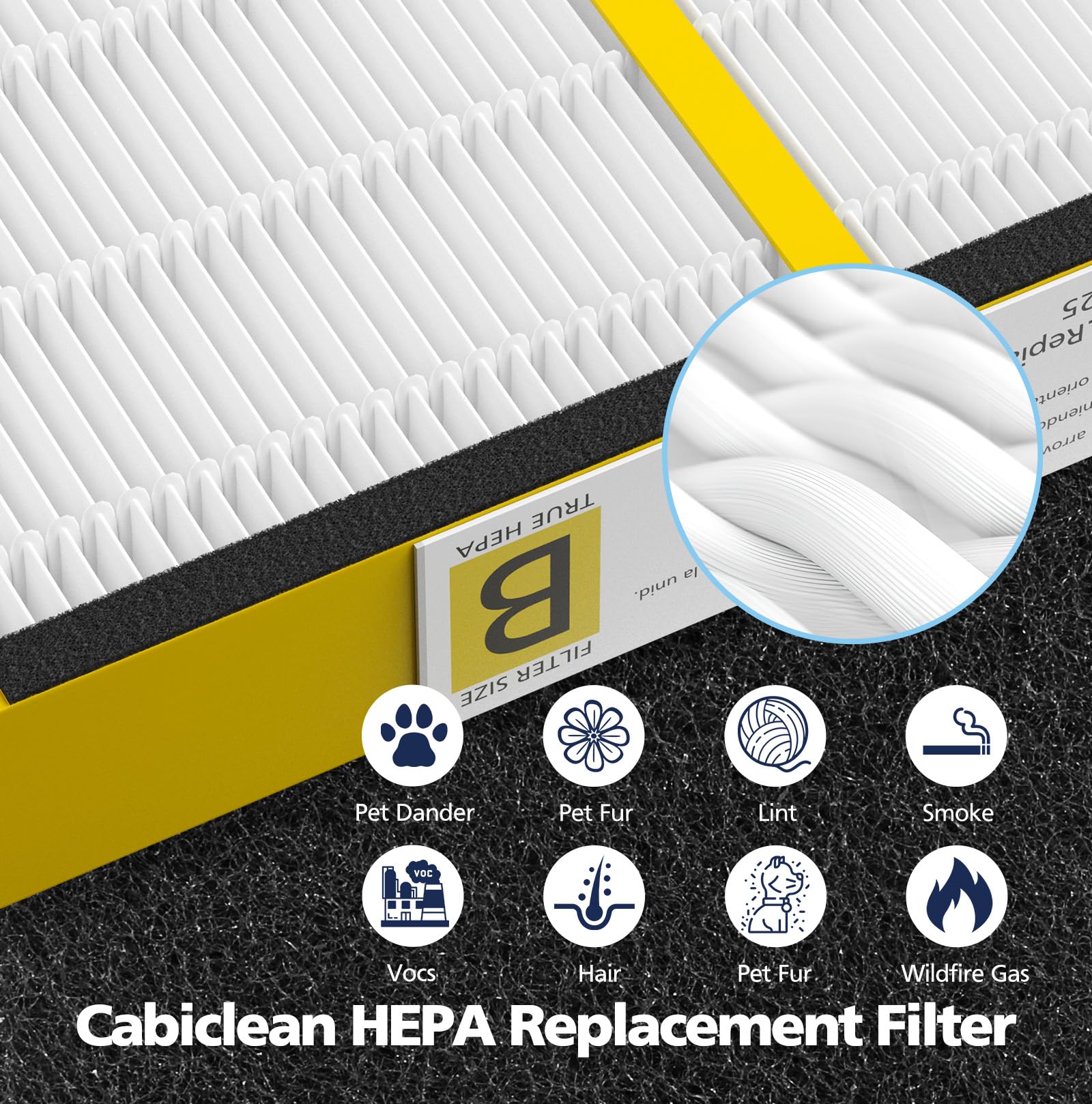Cabiclean empaque abierto con 4 HEPA y 8 prefiltros listo para usar