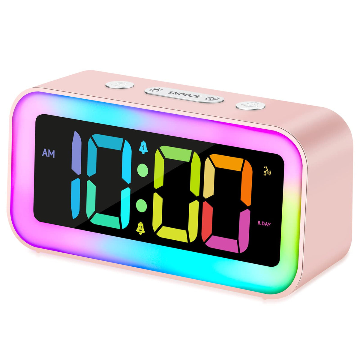 Cadmos vista frontal rosa claro mostrando diseño kawaii y alarma potente