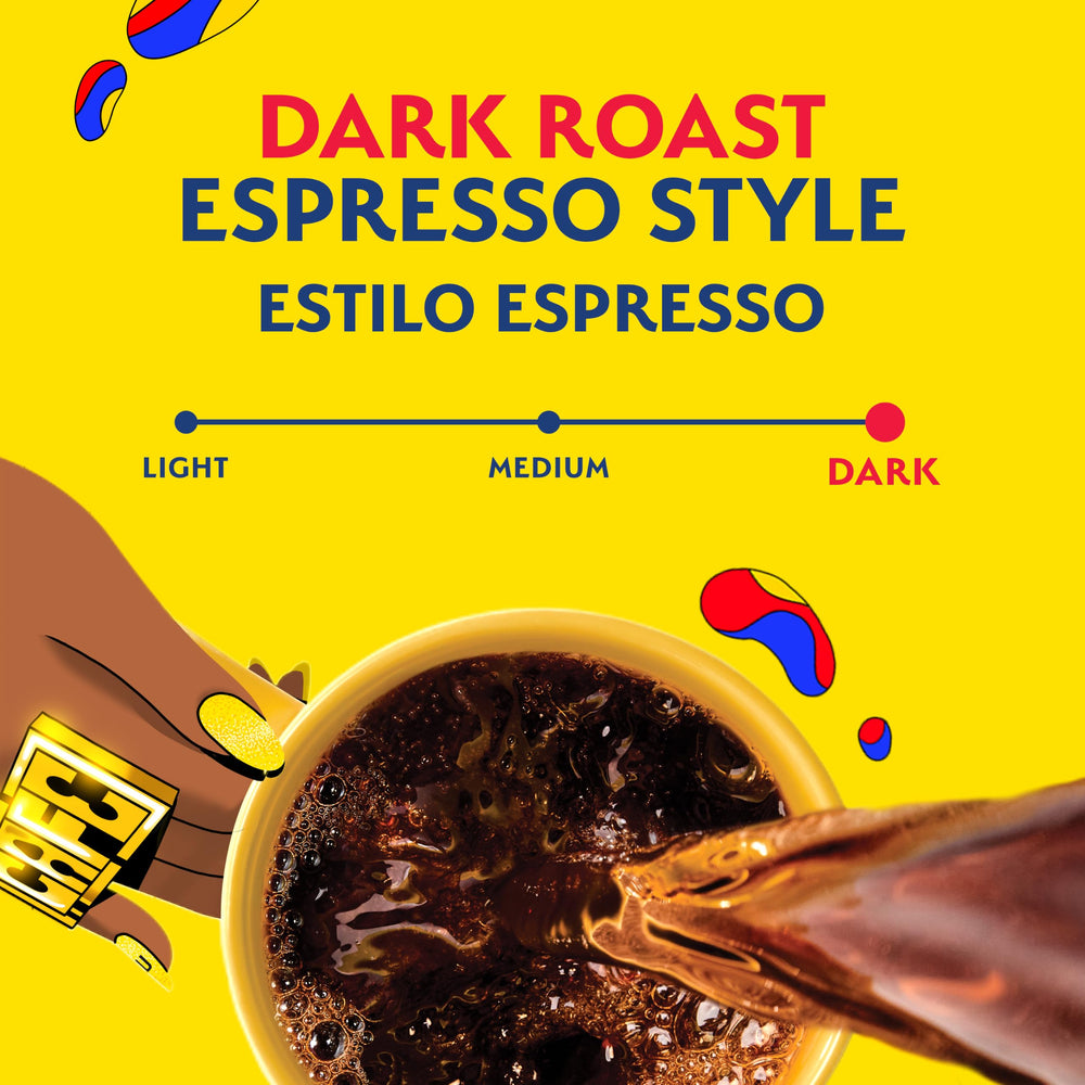 Café Bustelo cápsula detalle de textura que resalta frescura y sellado