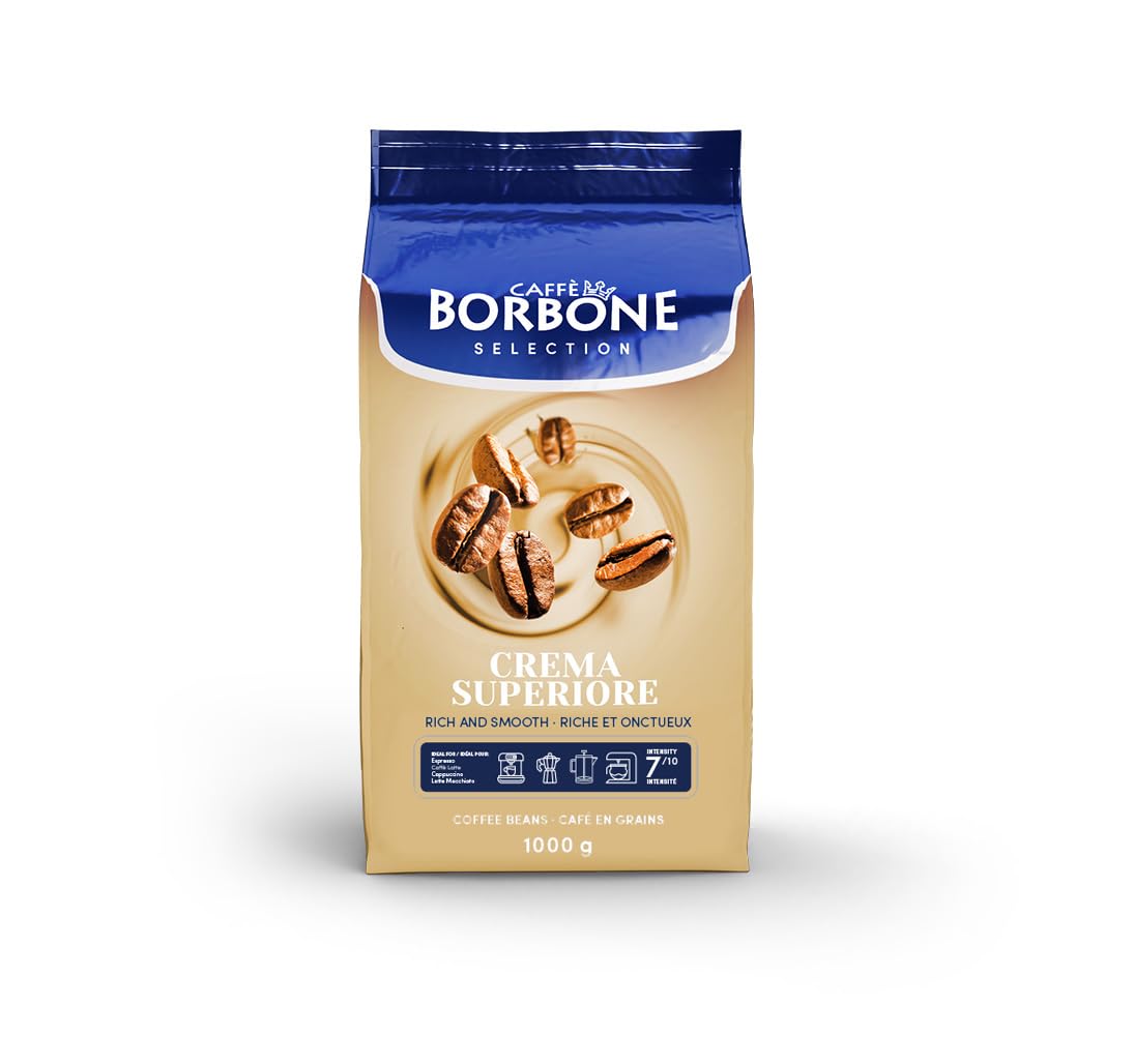 Caffè Borbone empaquetado frontal mostrando bolsa de 1 kg y beneficio frescura