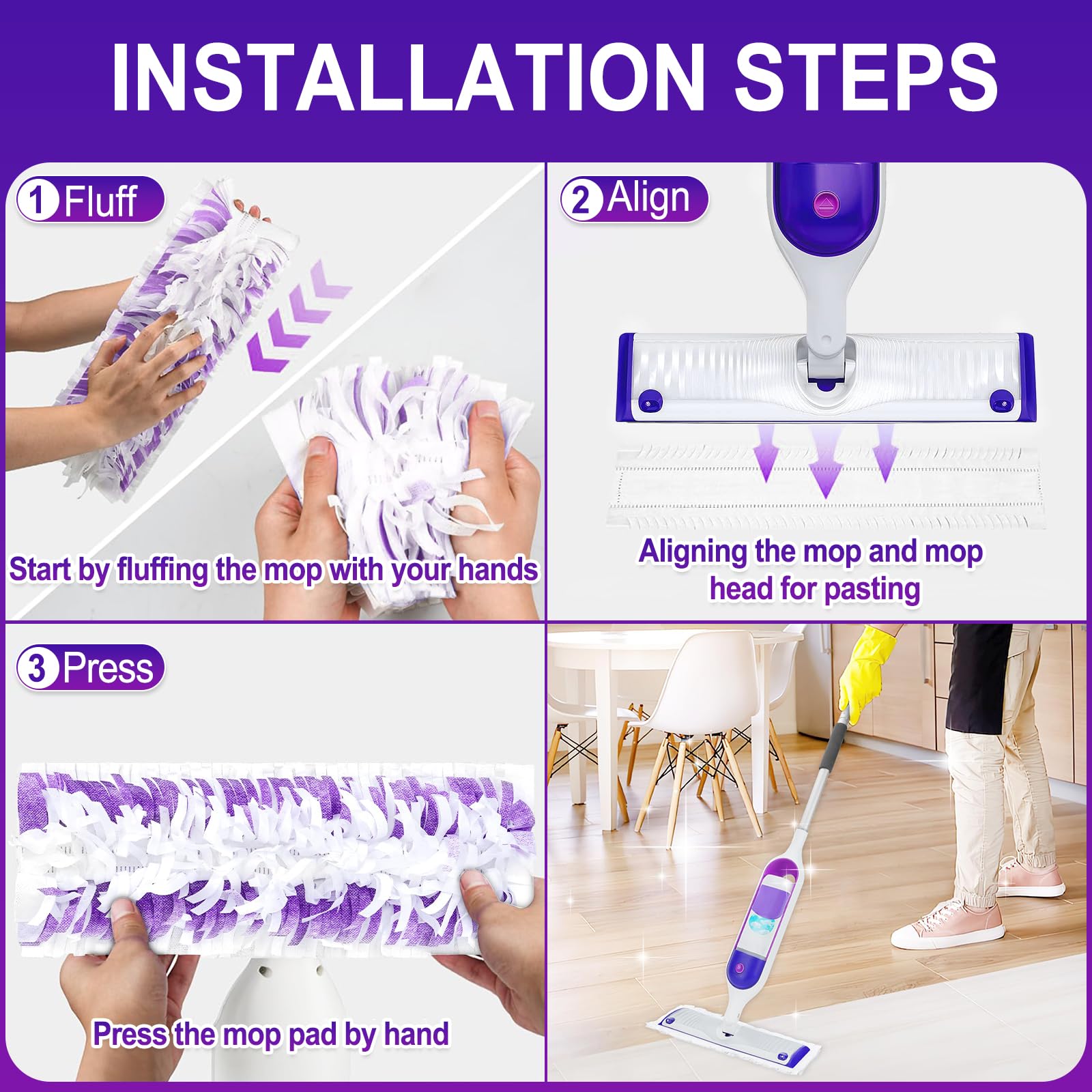 Almohadilla Cafonil colocada en Swiffer Power Mop demostrando ajuste preciso