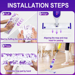 Almohadilla Cafonil colocada en Swiffer Power Mop demostrando ajuste preciso
