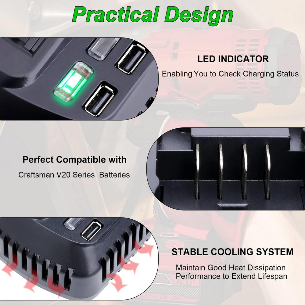 Cailingbat cargador con batería V20 insertada lista para recargar