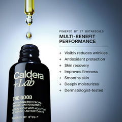 Caldera + Lab The Good etiqueta detallada que muestra ingredientes y certificaciones