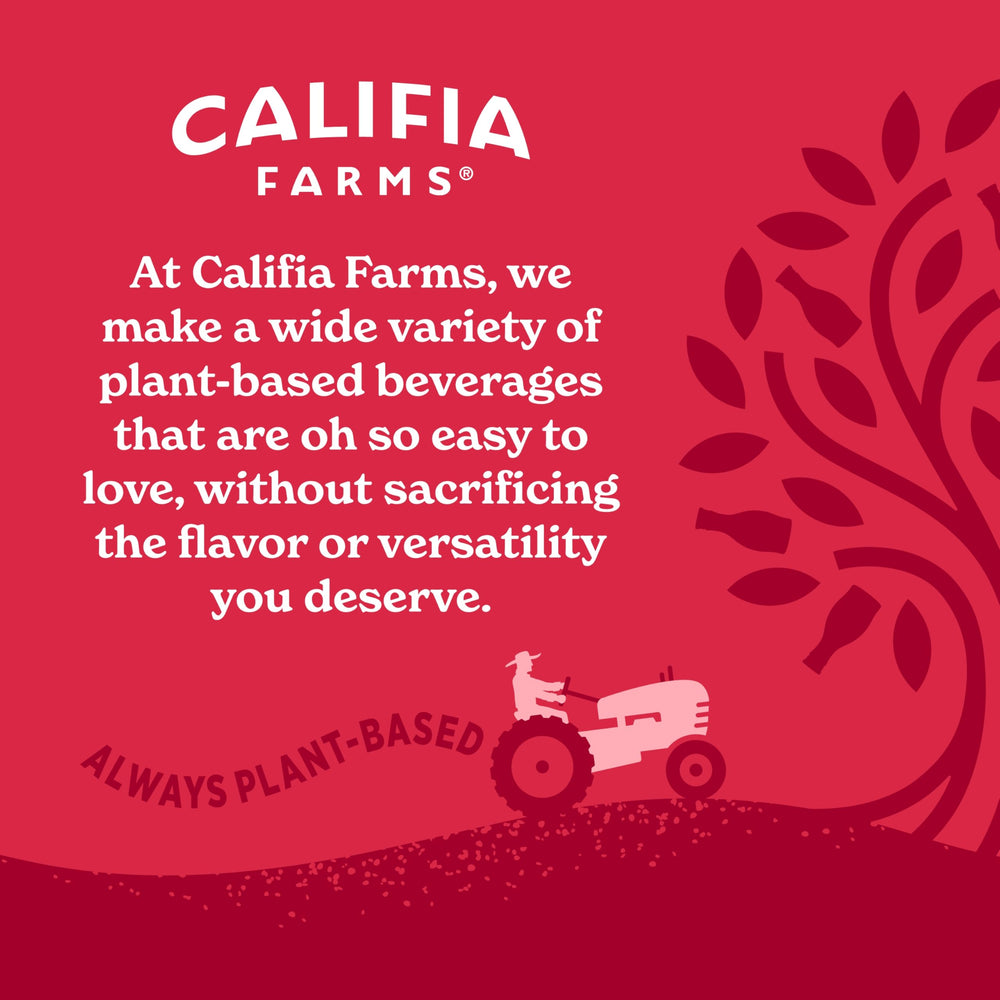 Califia Farms en cocina con vaso servido ideal para desayuno o oficina