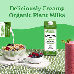 Califia Farms servido en tazón de cereal mostrando uso diario