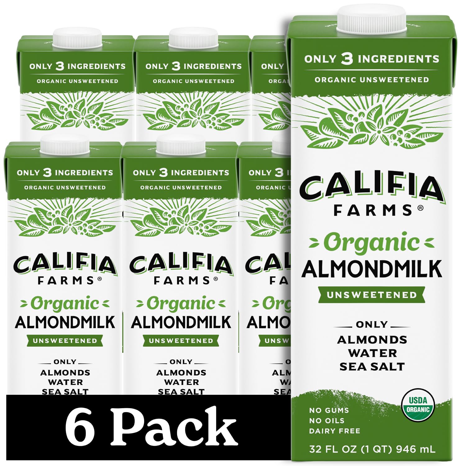 Califia Farms frente del cartón mostrando diseño y tamaño práctico