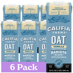 Califia Farms envase frontal mostrando la marca y sabor vainilla, apariencia atractiva
