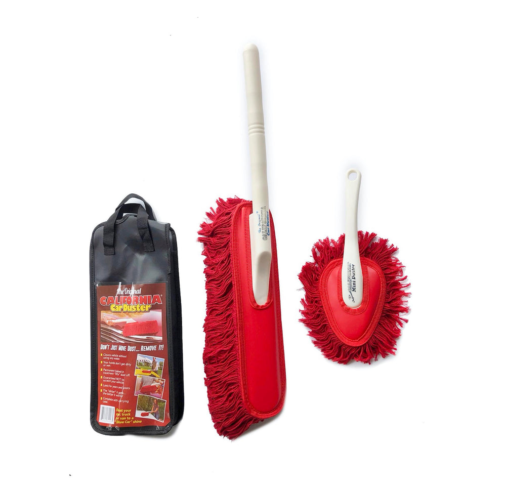 California Car Duster kit frente rojo muestra aspecto y beneficio limpieza rápida