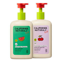 California Naturals frontal del pack mostrando champú y acondicionador, limpieza suave