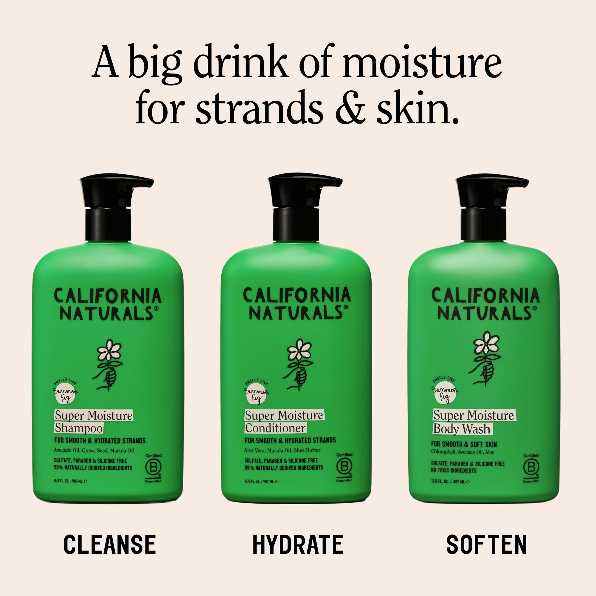 California Naturals ambiente de baño mostrando resultado suave y brillante