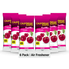 California Scents frente del paquete mostrando el pack de 6 y beneficio de duración