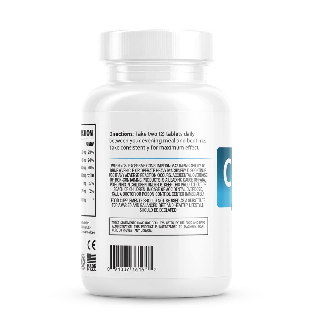 Calm Legs ingredientes naturales (hierro, magnesio, valeriana) destacados