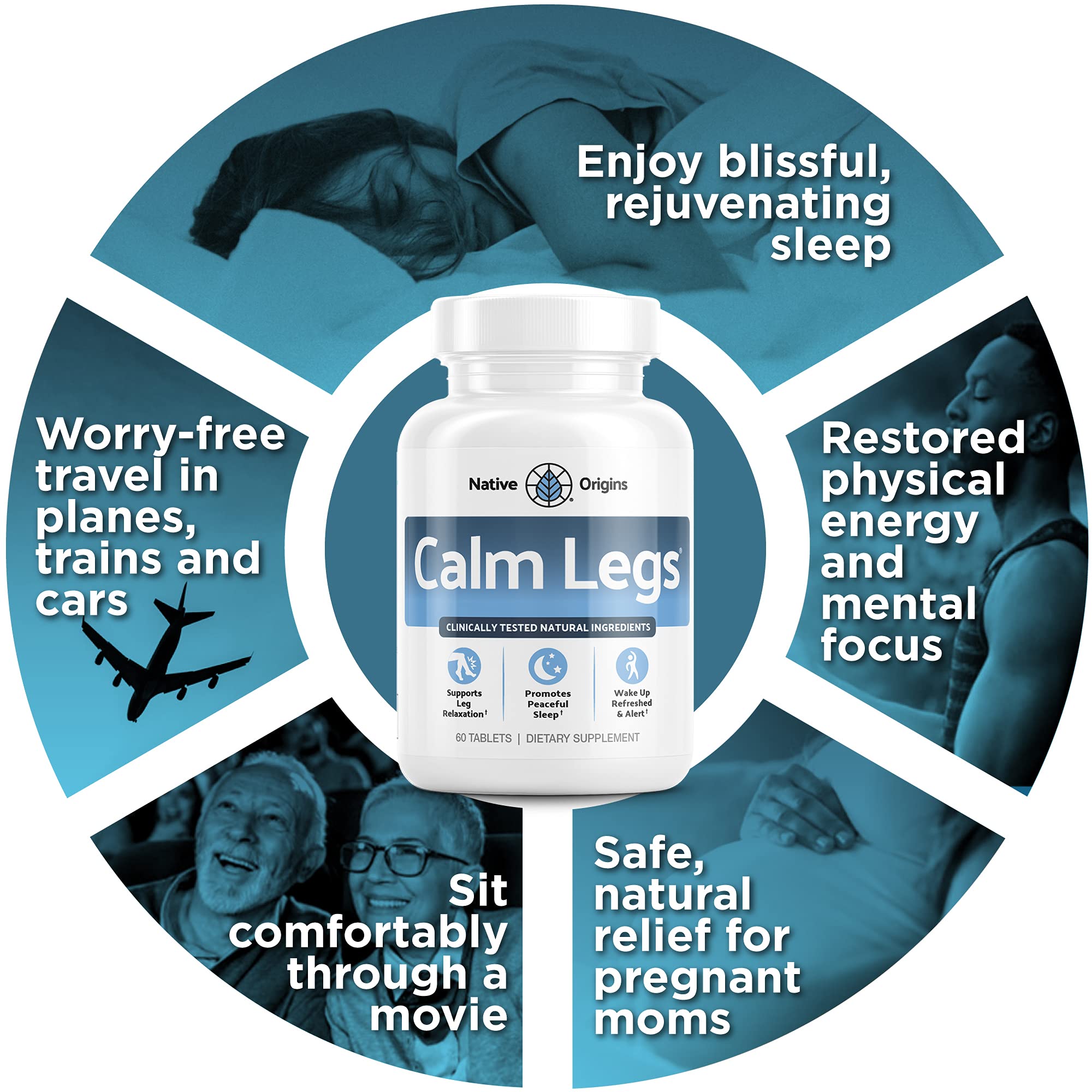 Calm Legs uso nocturno en dormitorio para promover sueño reparador