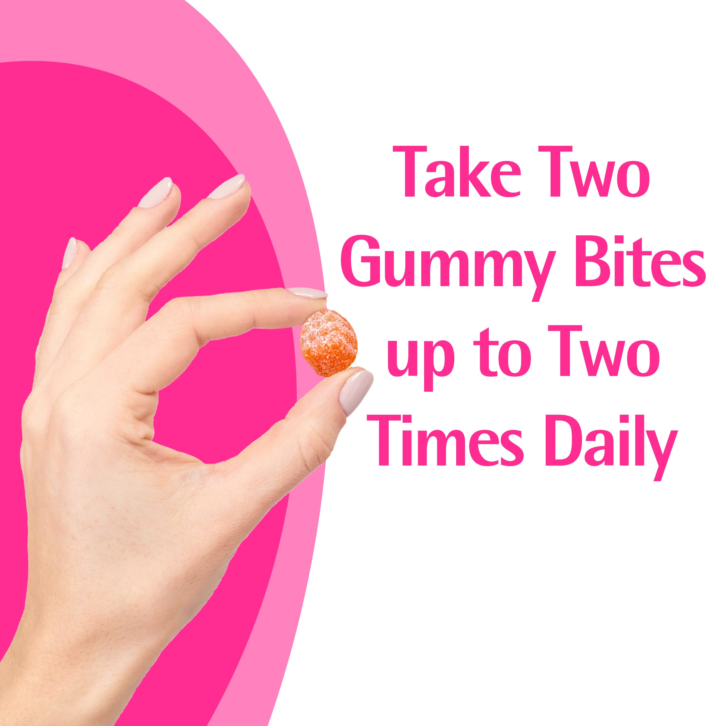 Caltrate gummy in hand to demonstrate size for easy swallowing and portability