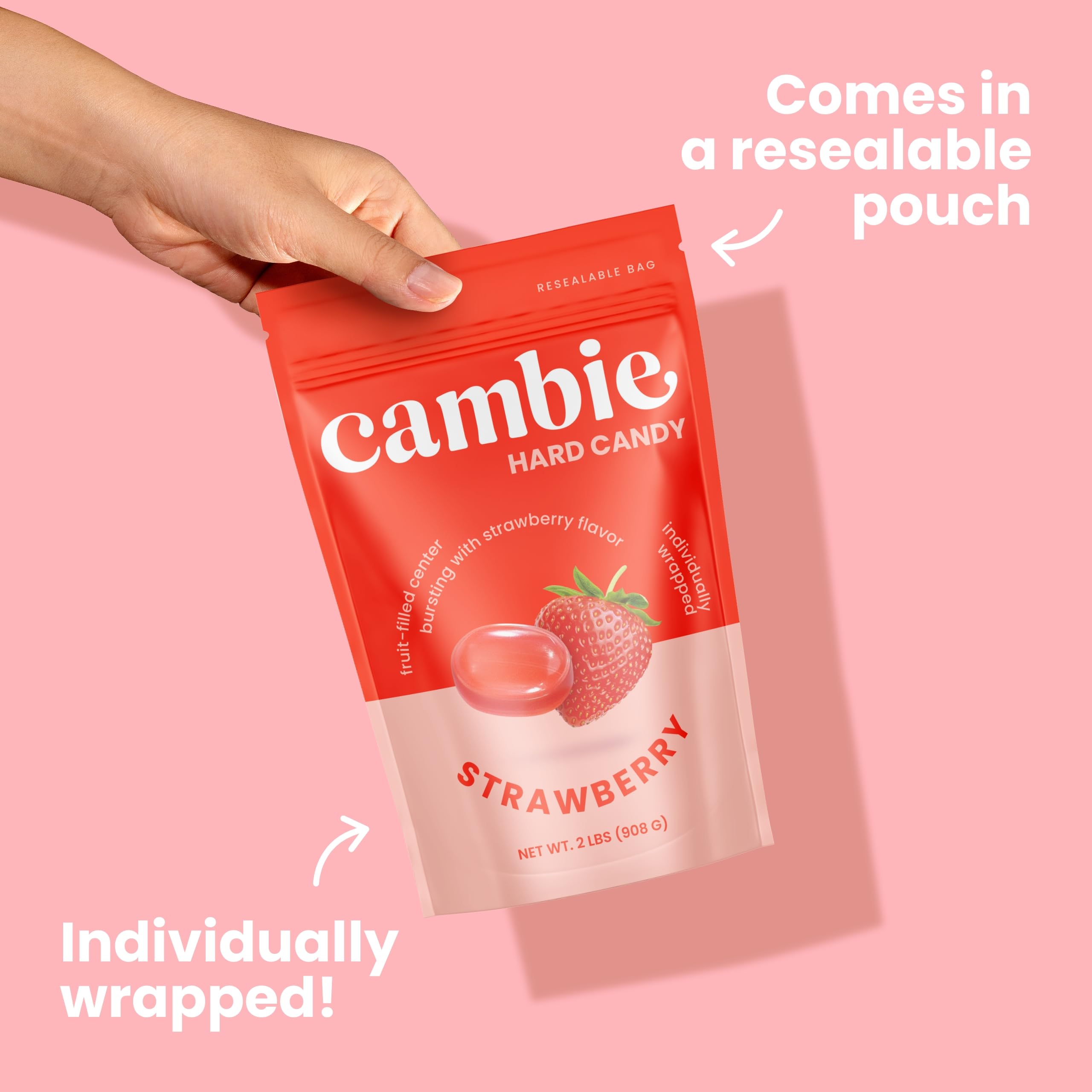 Cambie caramelo en mano para comparar tamaño y porciones